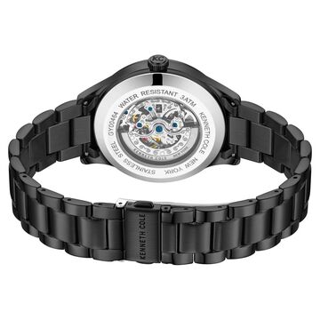 Kenneth Cole Automatic Black Round Dial Black Stainless Steel Strap Watch For Men