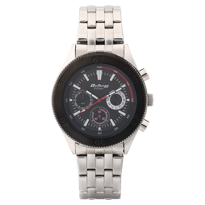 Titan Quartz Multifunction Black Dial Stainless Steel Strap Watch for Men - image number 1