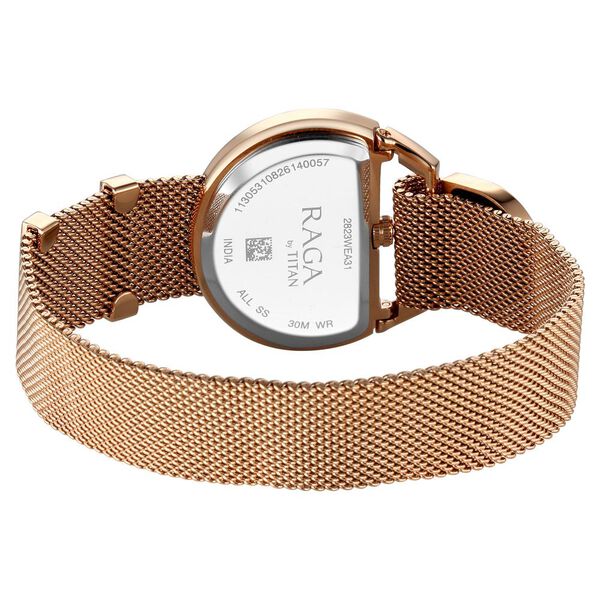 Titan Raga Unlocked Quartz Analog Mother Of Pearl Dial Rose Gold Stainless Steel Strap Watch For Women - image number 5
