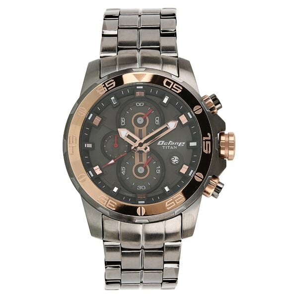 Titan Octane Quartz Chronograph Black Dial Stainless Steel Strap Watch for Men - image number 0