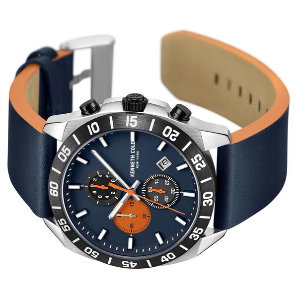 Kenneth Cole Quartz Chronograph Blue dial Leather Strap Watch for Men - image number 2