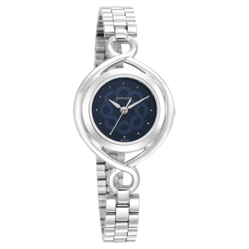 Sonata Alloys Blue Dial Women Watch With Stainless Steel Strap