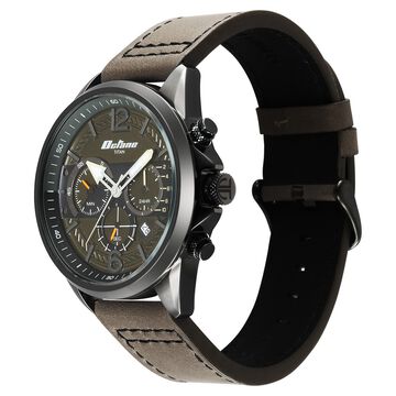 Titan Octane Cred Analog with Green Dial Grey Leather Strap Watch for Men