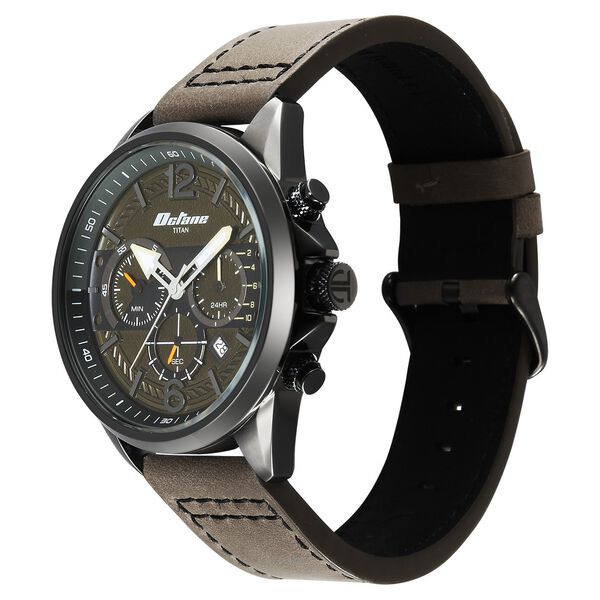 Titan Octane Cred Analog with Green Dial Grey Leather Strap Watch for Men - image number 2