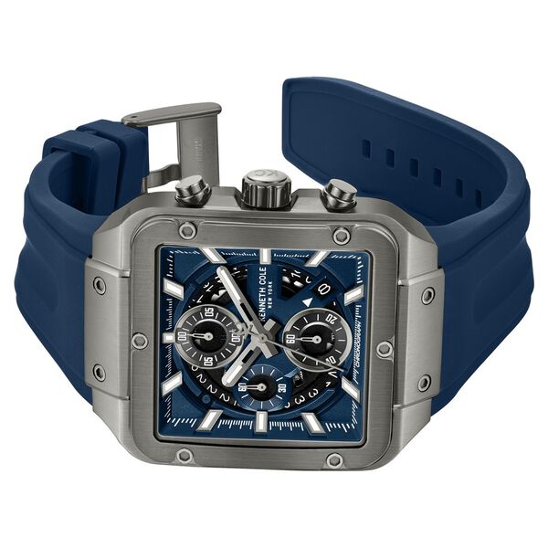 Kenneth Cole Quartz Chronograph Blue Dial Blue Silicone Strap Watch For Men - image number 2