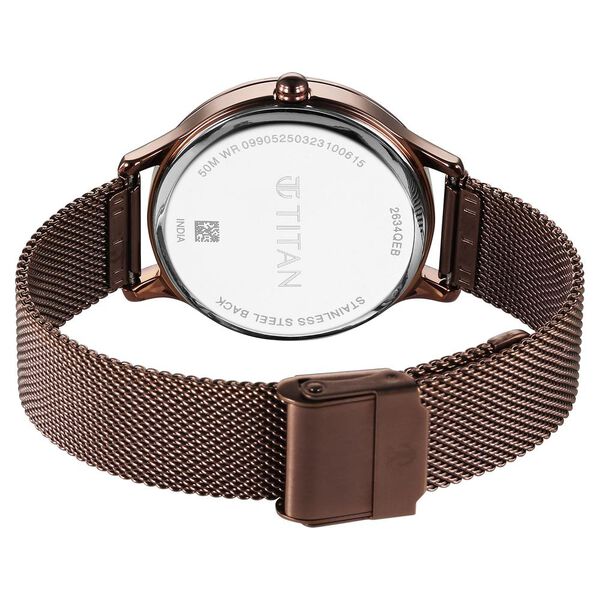 Titan Purple Glam It Up Brown Dial Analog with Date Stainless Steel Strap Watch for Women - image number 4