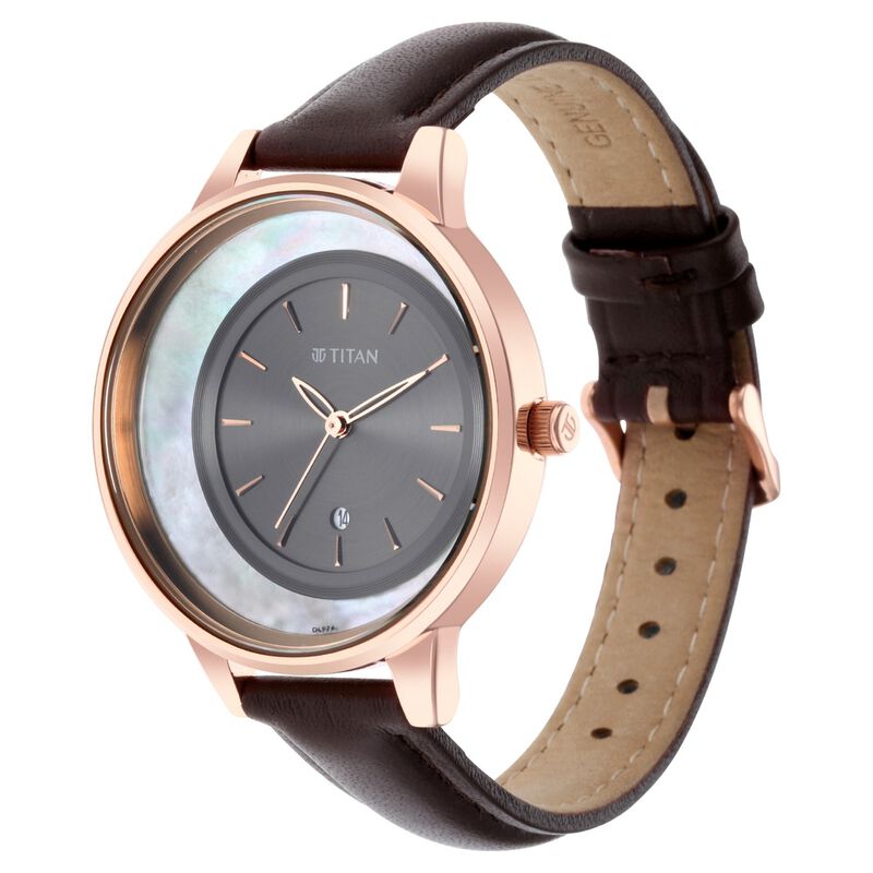 Titan Crescent Quartz Analog Leather Strap Watch for Women - image number 2