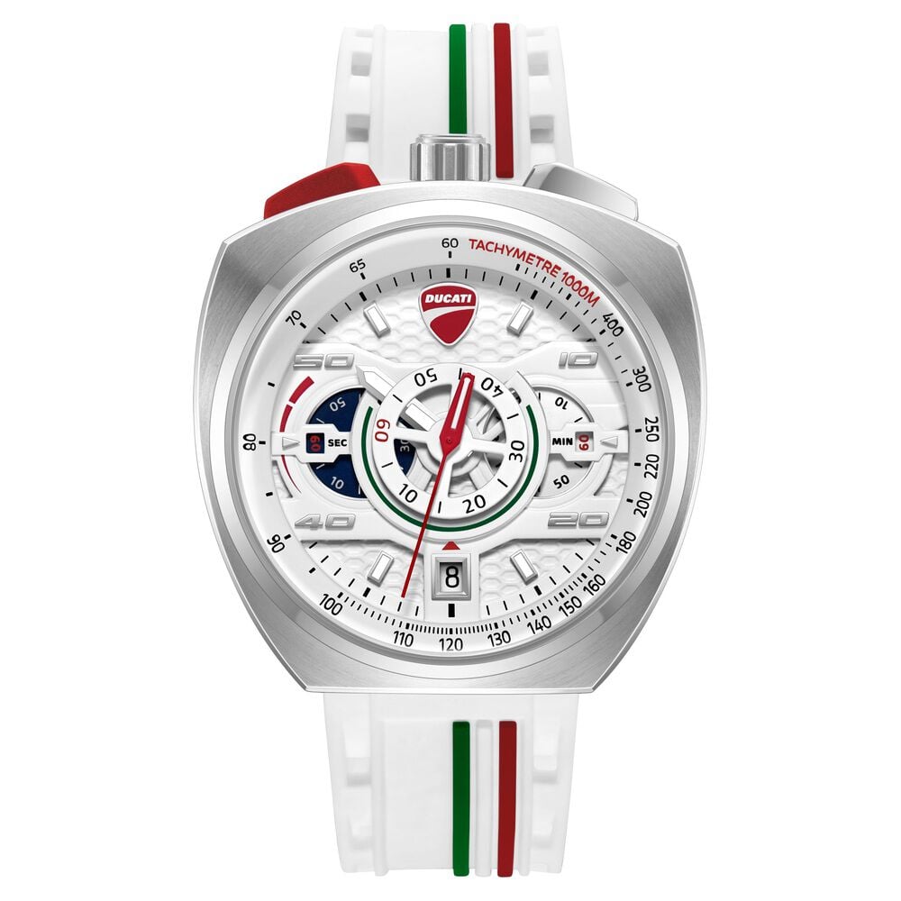 Ducati Quartz Chronograph Silver Dial White Silicone Strap Watch For Men-picture-9