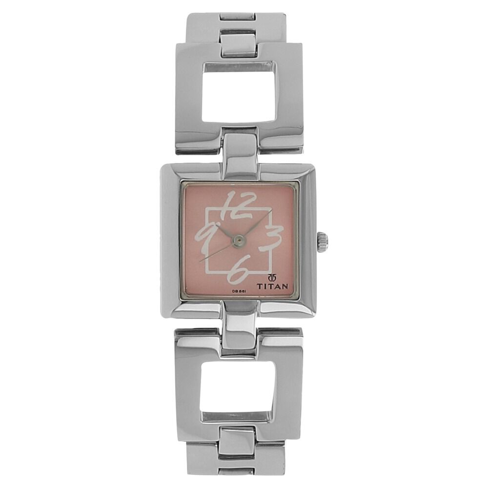 Buy Online Titan Quartz Analog Pink Dial Stainless Steel Strap Watch for Women nk2484sm02 Titan