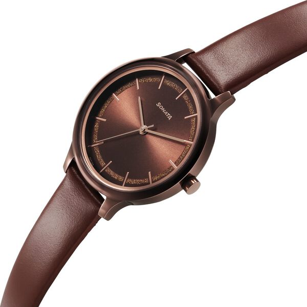 Sonata Blush Quartz Analog Brown dial Leather Strap Watch for Women - image number 2
