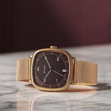 Titan Neo Curve Quartz Analog with Date Brown Dial Stainless Steel Strap Watch For Men