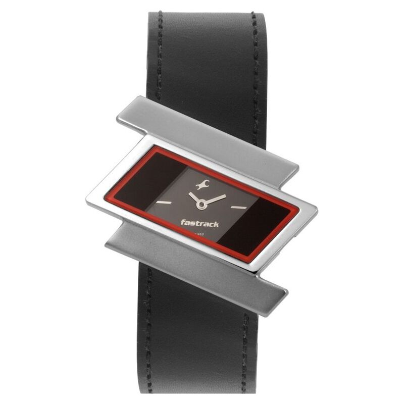 Fastrack Quartz Analog Grey Dial Leather Strap Watch for Girls