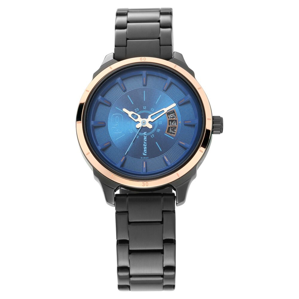Buy Online Fastrack All Nighters Quartz Analog Blue Dial Stainless Steel Strap Watch for Girls np6187km02 Titan