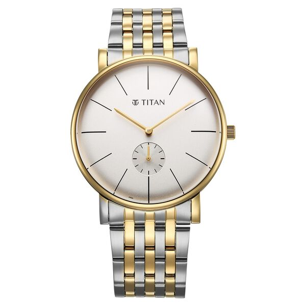 Titan Elegance Analog with Small Second and White Dial Stainless Steel Two Toned Strap Watch for Men - image number 0