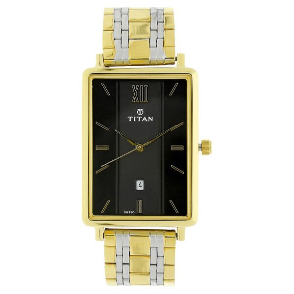 Titan Quartz Analog with Date Black Dial Stainless Steel Strap Watch for Men - image number 0