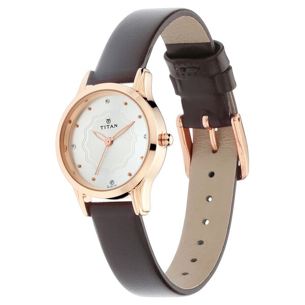 Titan Quartz Analog Silver Dial Leather Strap Watch for Women - image number 2
