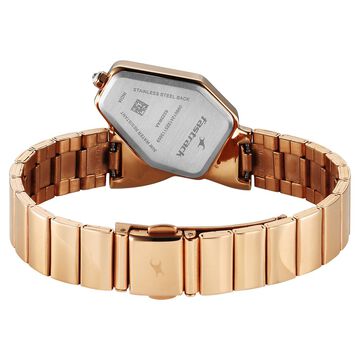 Fastrack Wild Quartz Analog Silver Dial Rose Gold Stainless Steel Strap Watch For Girls