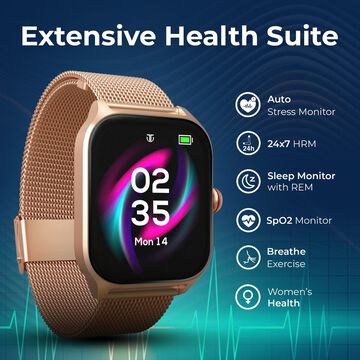 Titan Zeal with 4.69 cm AMOLED Display with AOD, Functional Crown, BT Calling, Smartwatch with Black Mesh Strap