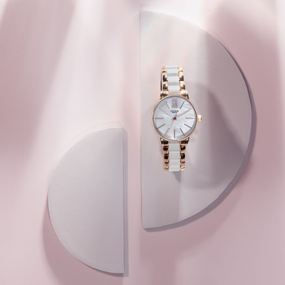 Sonata Poze Quartz Analog White Dial Metal Strap Watch For Women-image-35