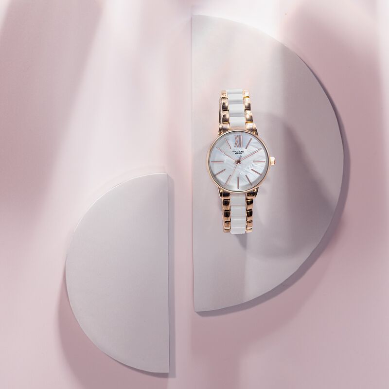 Sonata Poze Quartz Analog White Dial Metal Strap Watch For Women