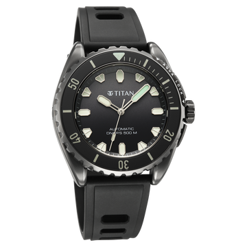 Titan Zero Hour Professional Diver's 500m Limited Edition Automatic Analog with Black Dial Black Titanium & Black FKM Strap Watch for Men