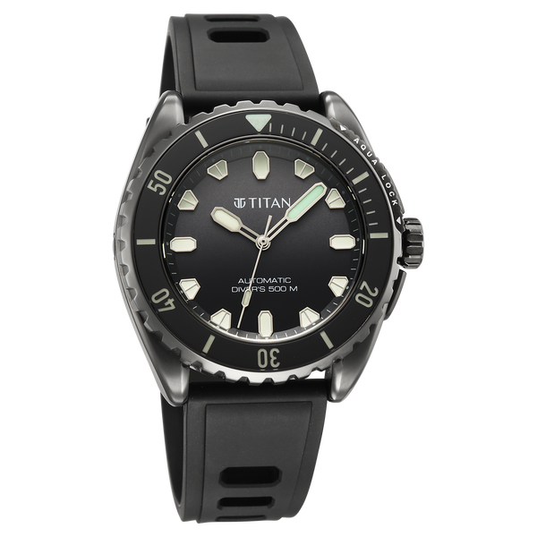 Titan Zero Hour Professional Diver's 500m Limited Edition Automatic Analog with Black Dial Black Titanium & Black FKM Strap Watch for Men - image number 3