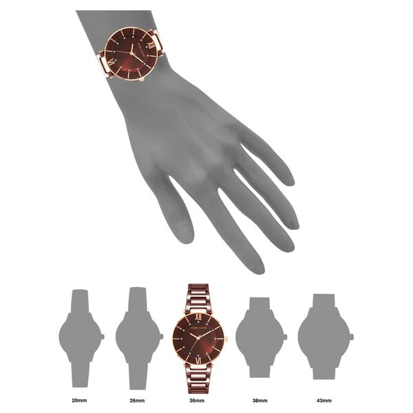 Anne Klein Quartz Analog Brown Dial Rose Gold Ceramic Strap Watch For Women - image number 3