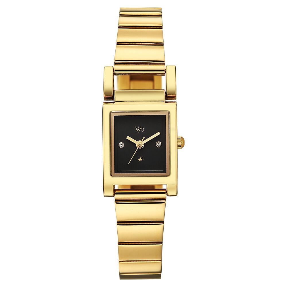 Vyb Muse By Fastrack Quartz Analog Black Dial Golden Stainless Steel Strap Watch For Girls-image-17