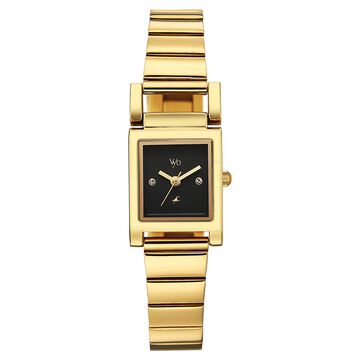 Vyb Muse By Fastrack Quartz Analog Black Dial Golden Stainless Steel Strap Watch For Girls