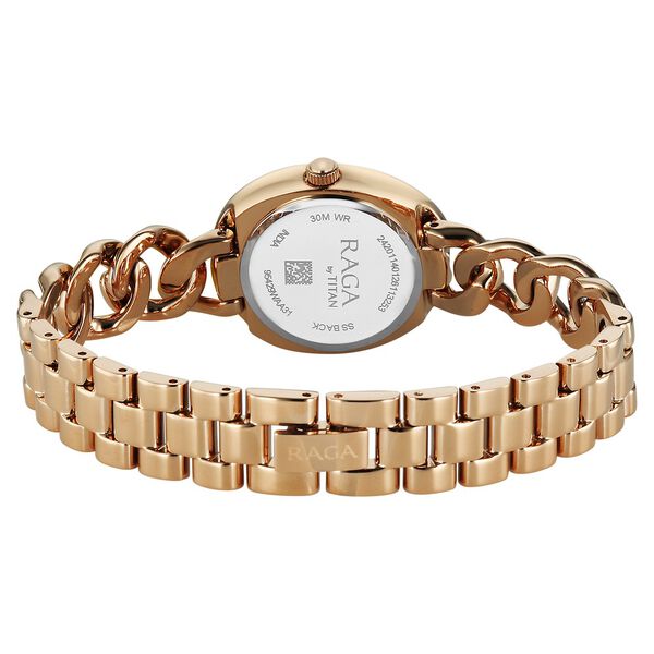 Titan Raga Spotlight Quartz Analog Grey Dial Rose Gold Metal Strap Watch For Women - image number 5