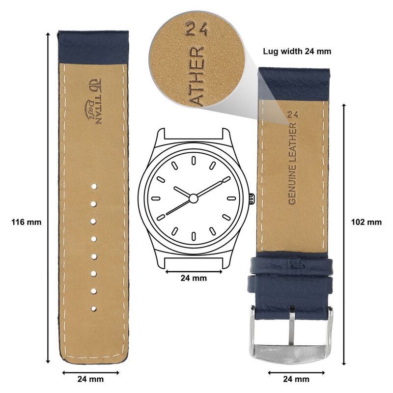 Buy Online 24 mm Blue Genuine Leather Straps for Men nf1910278024s Titan