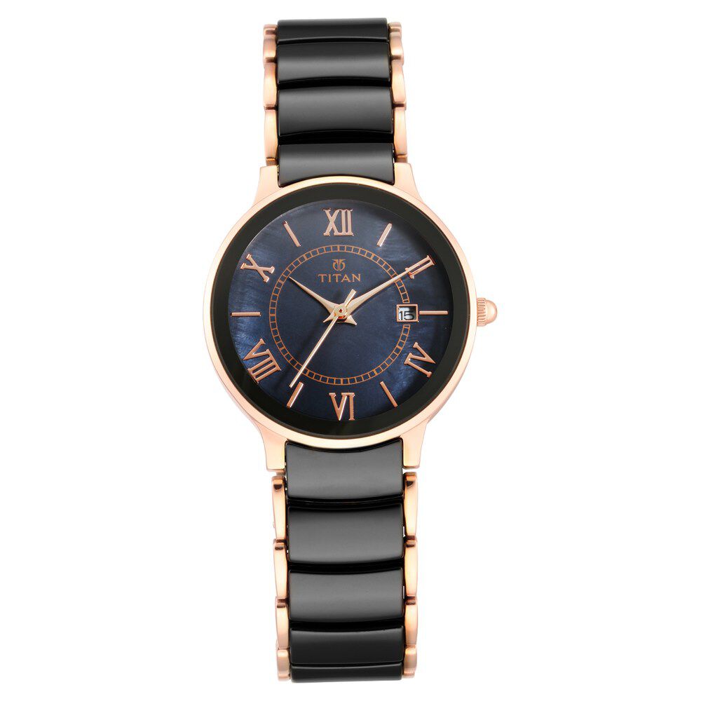 Titan black ceramic watches for top ladies