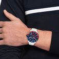 Tommy Hilfiger Quartz Chronograph Blue Dial White Silicone Strap Watch For Men - image number 2