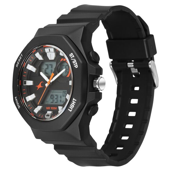 Fastrack Streetstyle Quartz Digital Black Dial Black PU Strap Watch For Guys - image number 2