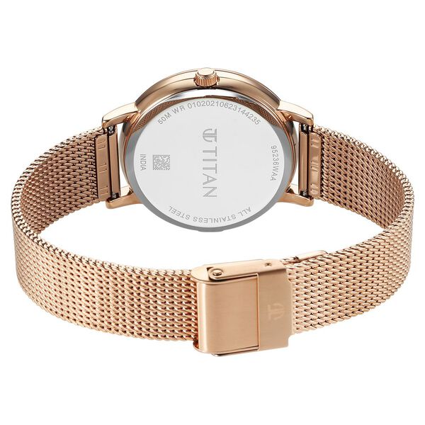 Titan Purple Style Up Quartz Analog Pink Dial Stainless Steel Strap Watch for Women - image number 4