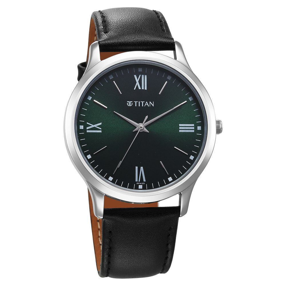 Buy Online Titan Karishma Quartz Analog Green Dial Leather Strap Watch for Men 1825sl16 Titan