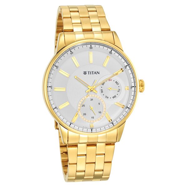 Titan Quartz Analog White Dial Stainless Steel Strap Watch for Men - image number 1