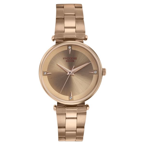 Sonata Poze Quartz Analog Rose Gold dial Metal Strap Watch for Women - image number 1