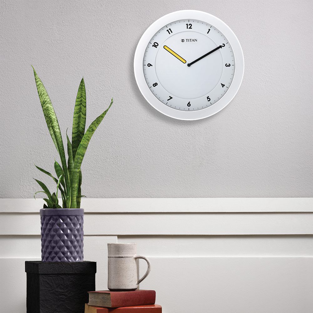 Buy Online Titan White Slim Wall Clock with colour changing hour