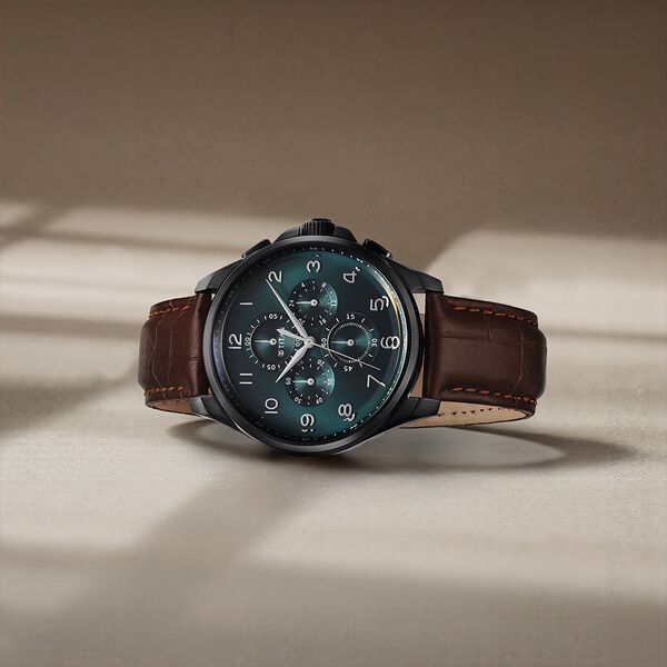 Titan Classic Chrono Blue Dial Quartz Multifunction Leather Strap watch for Men - image number 0