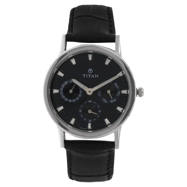Titan Quartz Multifunction Black Dial Leather Strap Watch for Women - image number 0