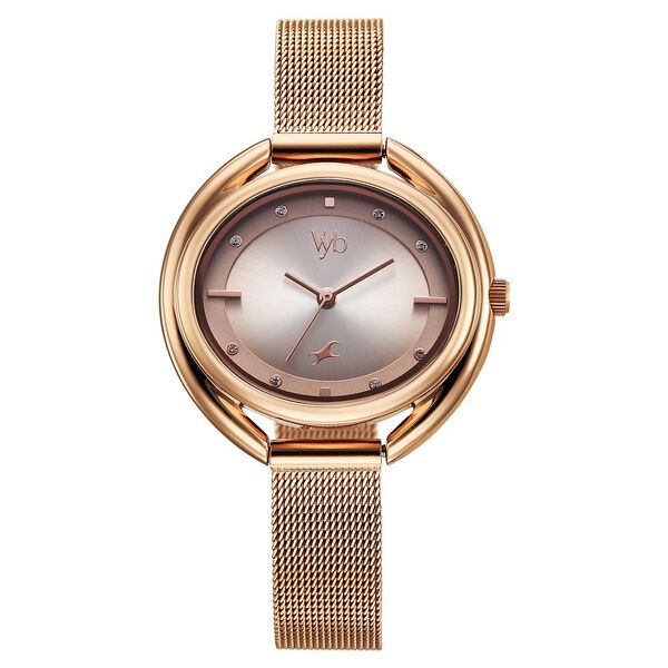 Fastrack Vyb Halo Quartz Analog Rose Gold Dial Metal Strap Watch For Girls - image number 1
