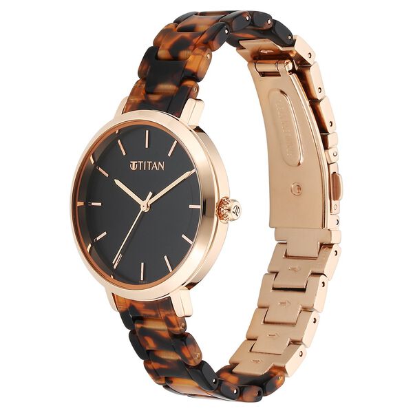 Titan Purple Acetate Quartz Analog Black Dial Brass & Acetate Strap Watch for Women - image number 2