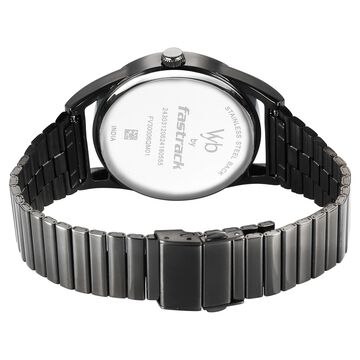 Fastrack Vyb Horizon Quartz Analog Grey Dial Grey Metal Strap Watch For Guys