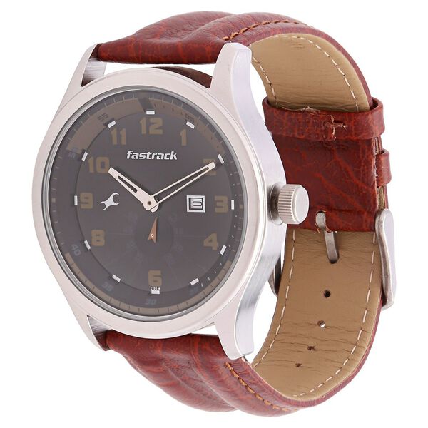 Fastrack Quartz Analog Black Dial Leather Strap Watch for Guys - image number 1