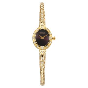 Nebula By Titan Quartz Analog Brown Dial 18 KT Gold Strap Watch for Women