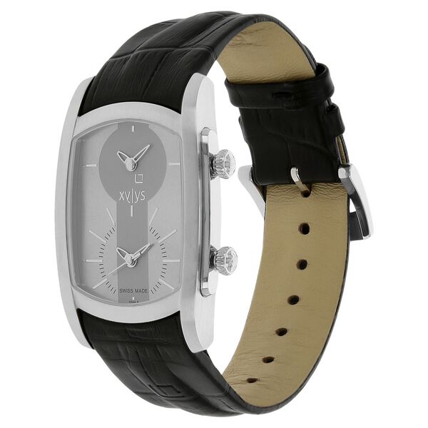 Xylys Swiss Analog Black Leather Strap and Silver Dial Watch For Men - image number 1