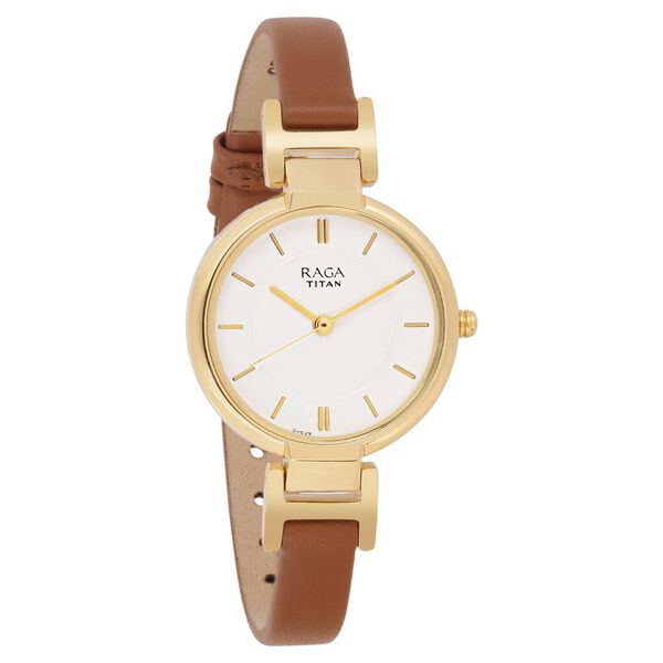 Titan Raga Viva White Dial Women Watch With Leather Strap - image number 1
