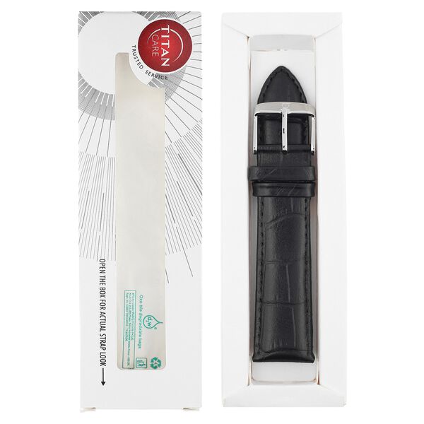 22 mm Black Genuine Leather Straps for Men - image number 5