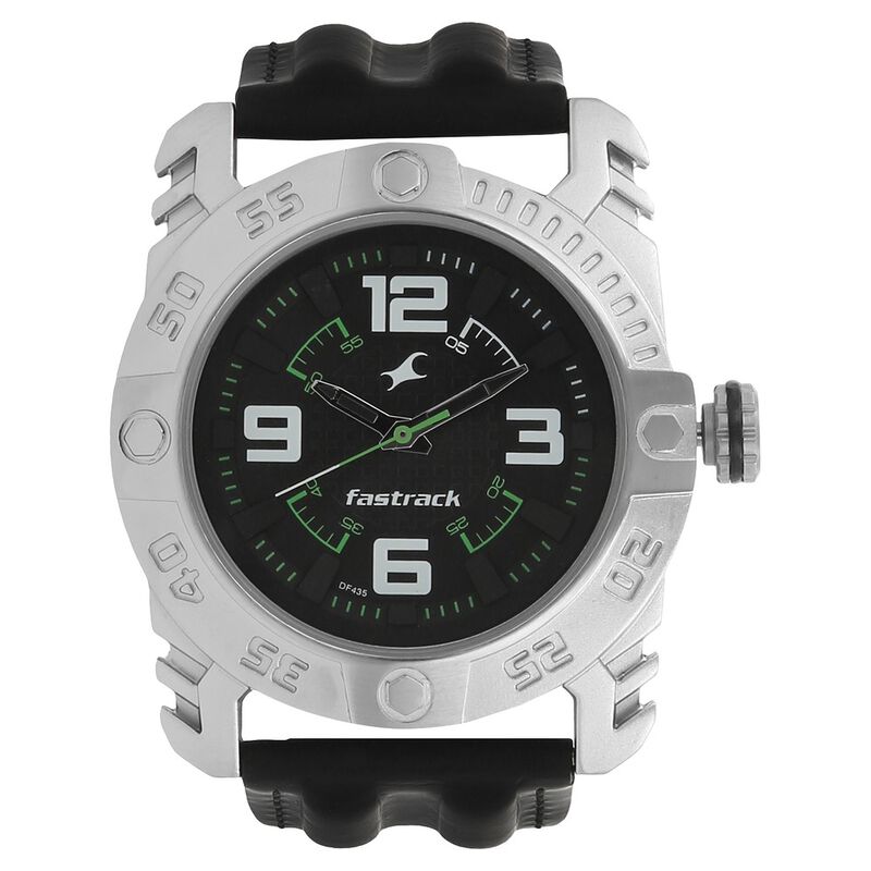 Fastrack Motorheads Quartz Analog Black Dial Leather Strap Watch for Guys